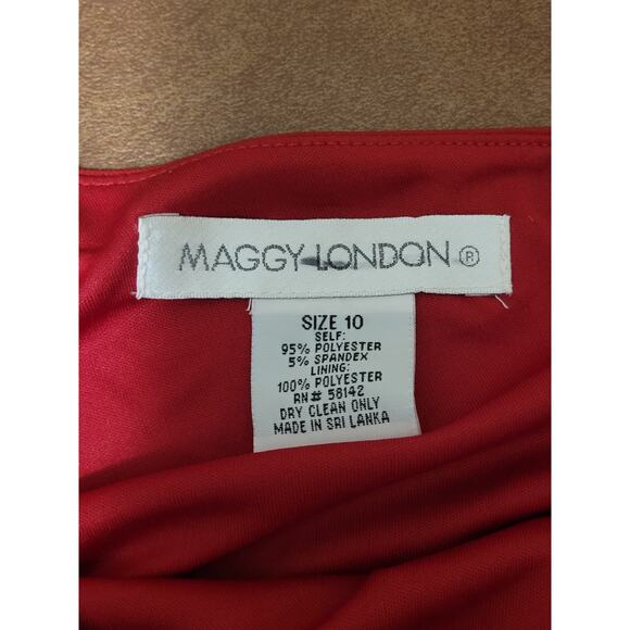 Maggy London Red One Single Shoulder Draped Dress 10 Unique Heritage Old Money - Picture 5 of 9